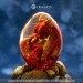 Red-gold Spiral-horned Dragon Egg. VIP Gift Set with a spiral-horned baby dragon in epoxy resin egg