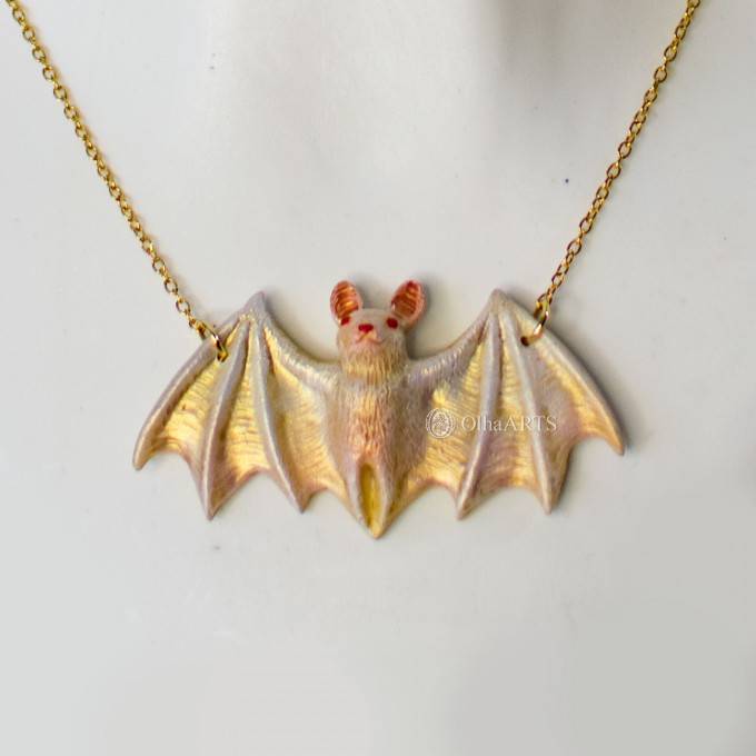 Albino Bat Pendant