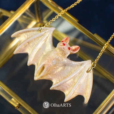 Flying Albino Bat Pendant