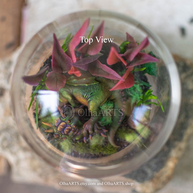 Green Sleeping Dragon Under Glass Dome