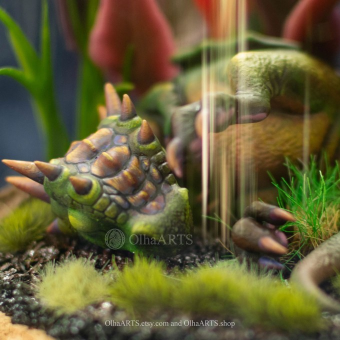 Green Sleeping Dragon Under Glass Dome