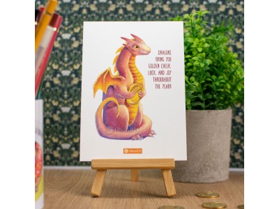 Postcard Dragon With A Golden Coin