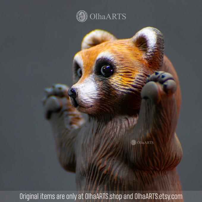 Realistic Figure of a Playing Red Panda, Standing on its Hind Legs