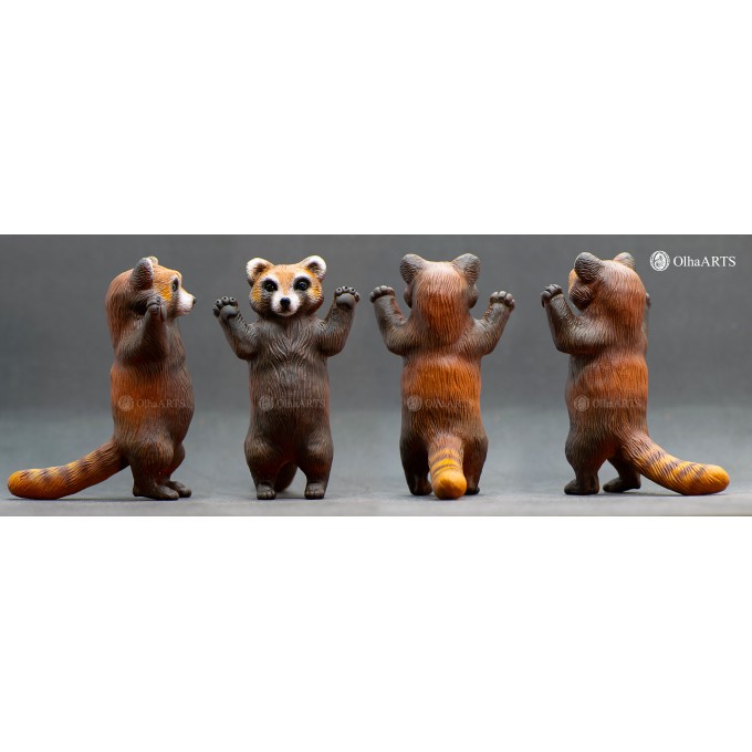 Realistic Figure of a Playing Red Panda, Standing on its Hind Legs