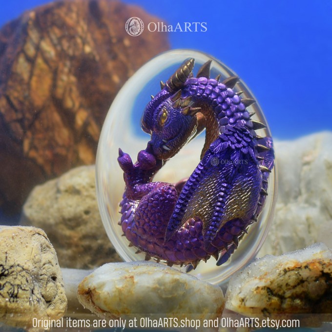 Purple-gold Spiral-horned Dragon Egg