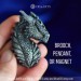 Stone Dragon Head, Fantasy Pendant, Magnet, Lapel Pin or Brooch