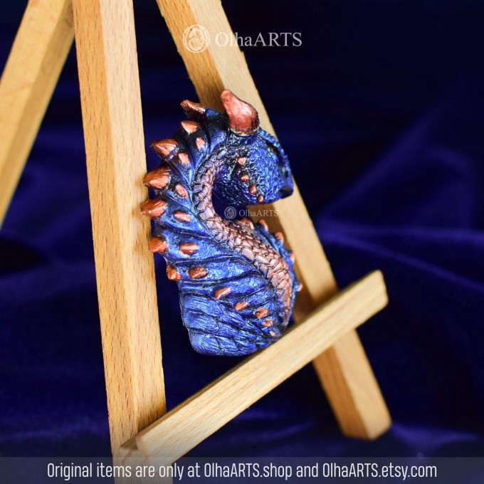 Blue Dragon Head, Fantasy Pendant, Magnet, Lapel Pin, or Brooch