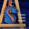 Blue Dragon Head, Fantasy Pendant, Magnet, Lapel Pin, or Brooch