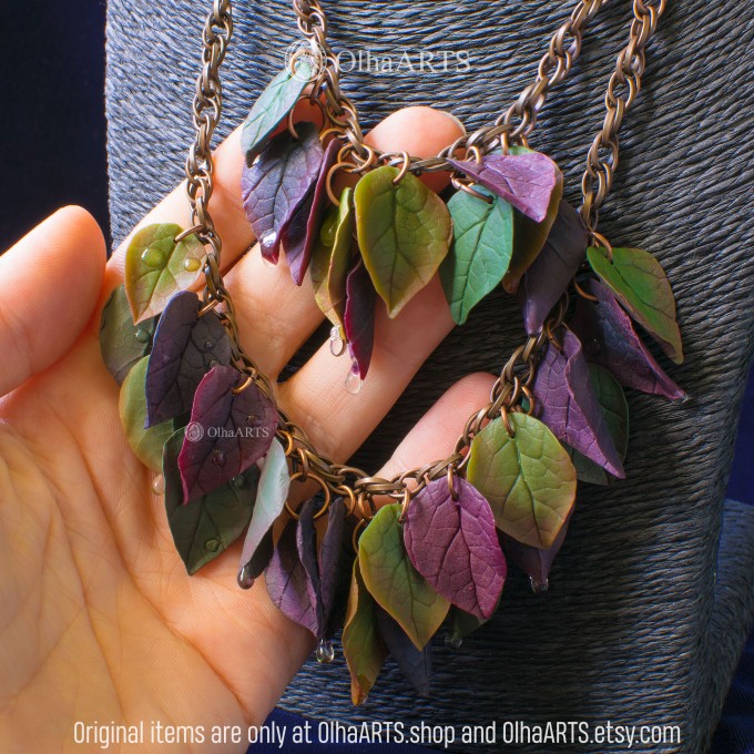 Boho Necklace with Autumn Leaves