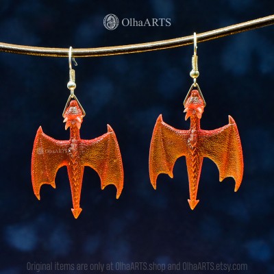 Orange Lava Dragon Earrings