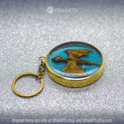 Brass Keychain with a Dragon