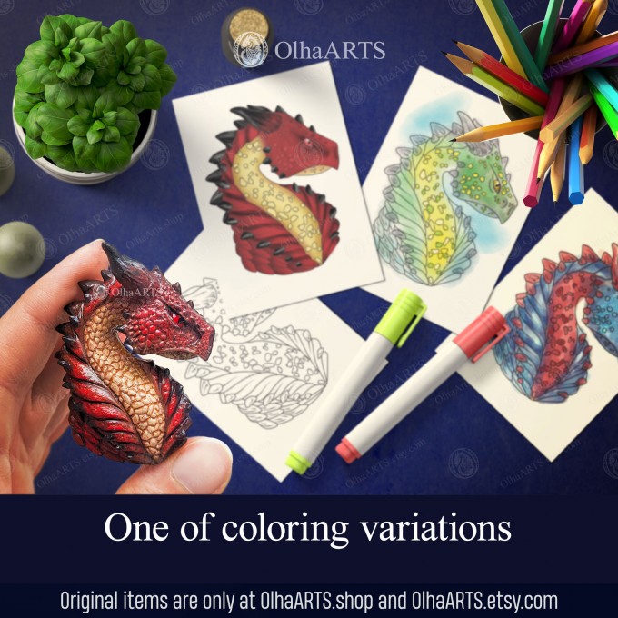 Customizable DIY Kit-1 with a Paintable Dragon + 8 colors and 2 brushes