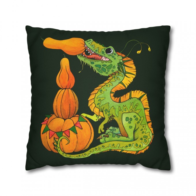 Halloween Pillow Case - Dragon and Pumpkins