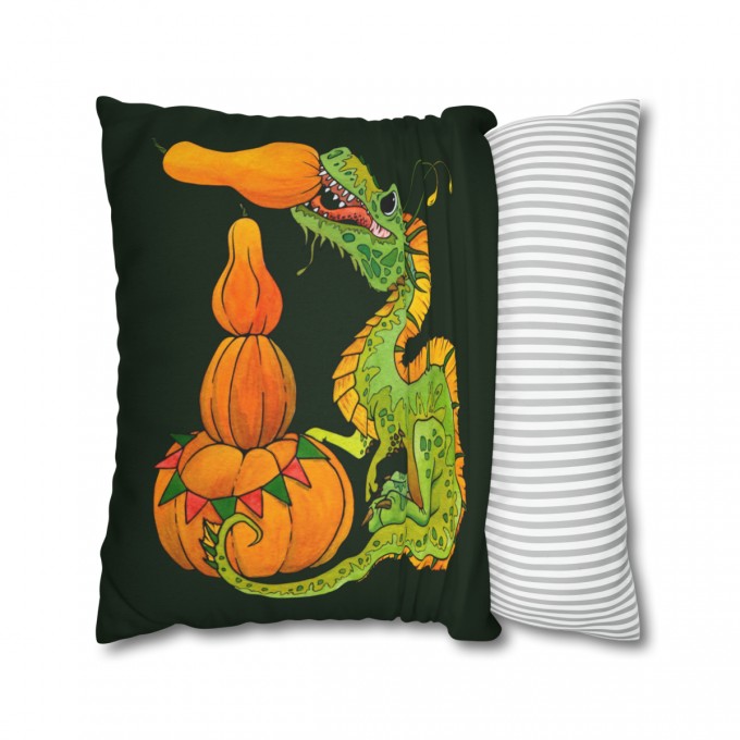 Halloween Pillow Case - Dragon and Pumpkins