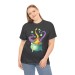 Halloween Unisex Cotton T-Shirt with a Baby Dragon Taking Bath in a Witch Cauldron