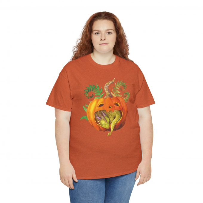 Unisex Cotton T-shirt with Halloween illustration