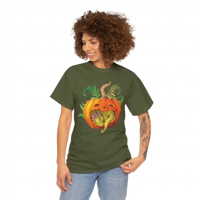 Unisex Cotton T-shirt with Halloween illustration