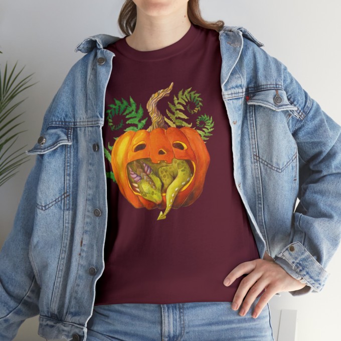 Unisex Cotton T-shirt with Halloween illustration