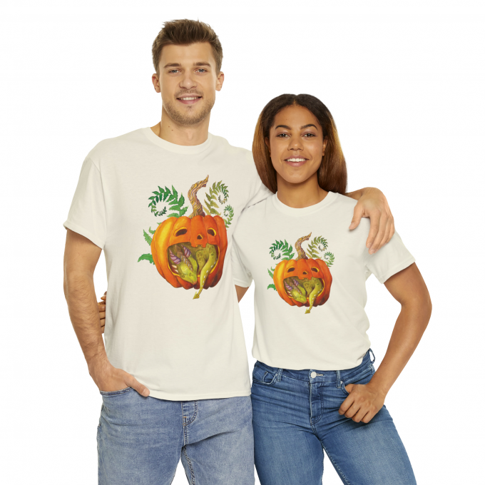 Unisex Cotton T-shirt with Halloween illustration