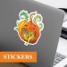 Halloween Sticker with a Pretty Little Dragon Sleeping in a Pumpkin Cave, Kiss-Cut Stickers