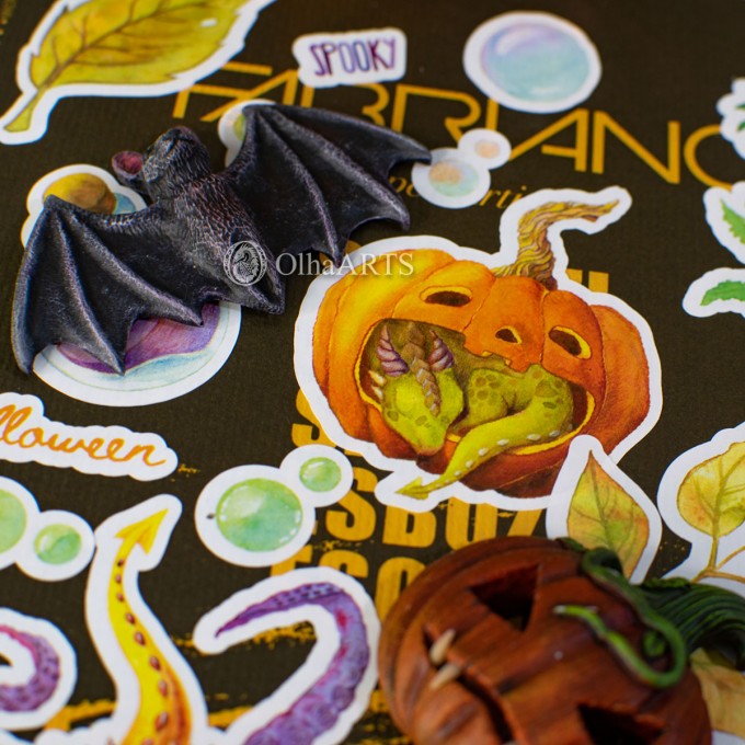 Halloween Sticker Sheet with Dragons