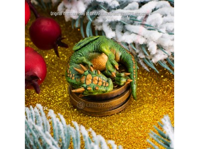 Baby Dragon Sleeping on Coins