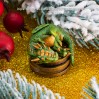 Baby Dragon Sleeping on Coins, Cute Monitor Sitter, Green Dragon, Fantasy Table Figure