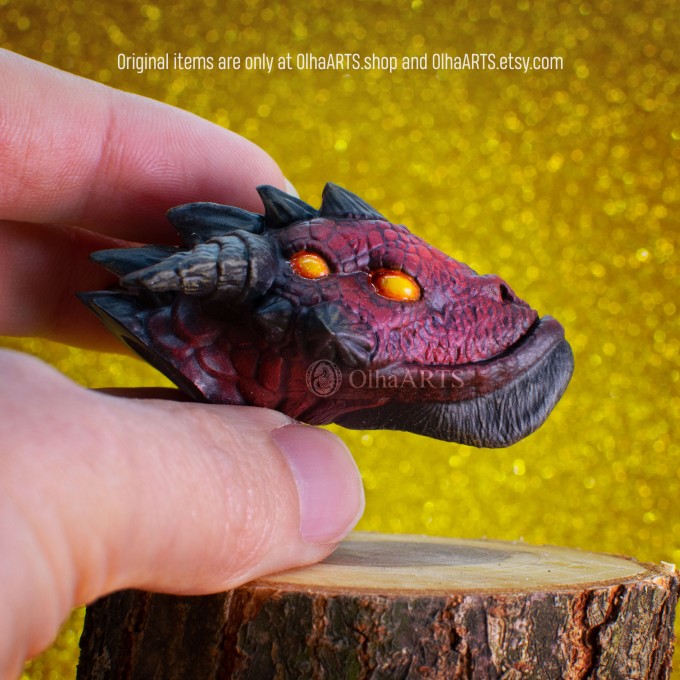 Bloody Dragon Head, 3D Fridge Magnet in Fantasy Style, Red Dragon Souvenir, Decor for Refrigerator
