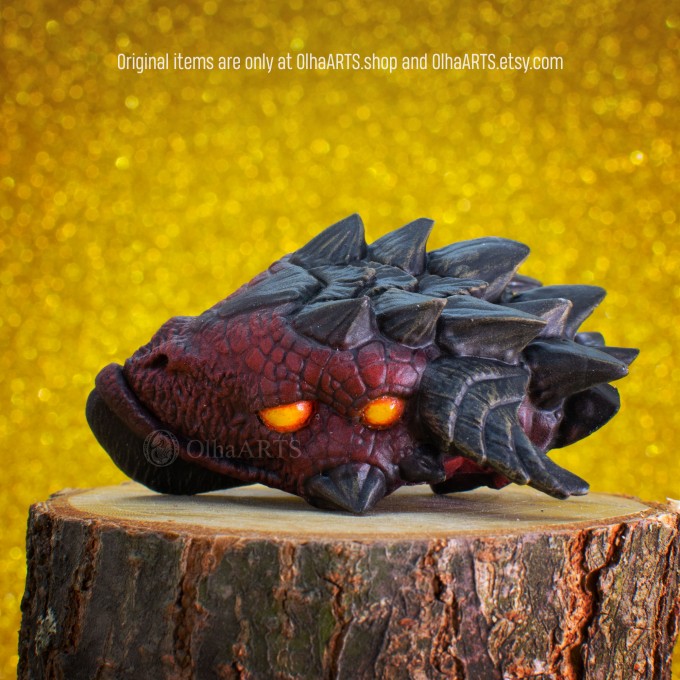 Bloody Dragon Head, 3D Fridge Magnet in Fantasy Style, Red Dragon Souvenir, Decor for Refrigerator