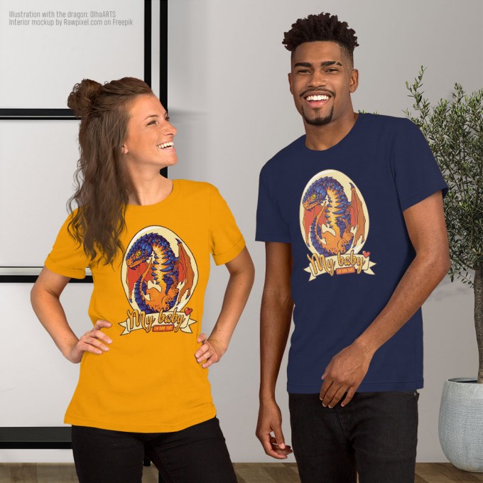 Unisex T-Shirt with Lava Dragon Egg 'My Baby Can Burn Yours'