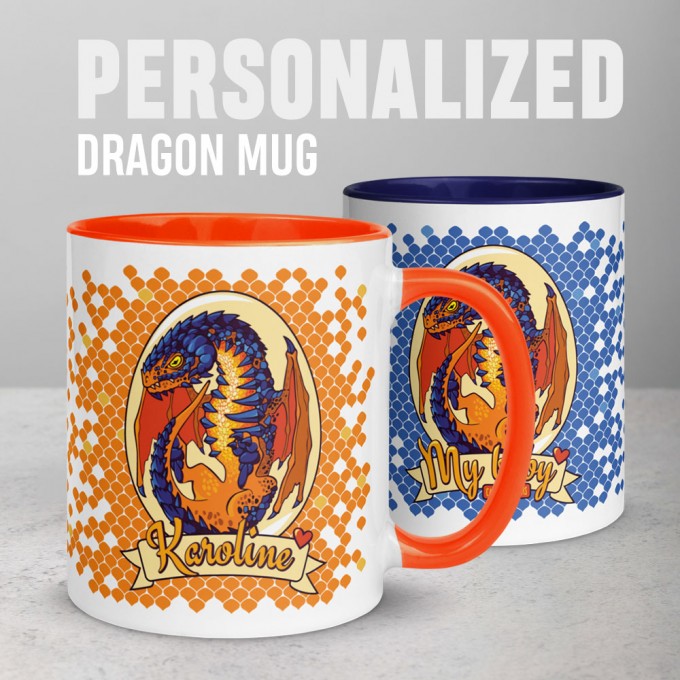 Personalized Dragon Mug with Lava Dragon Egg and text "My Baby Can Burn Yours", 11oz