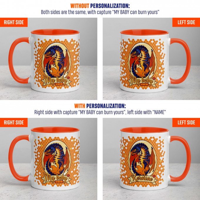 Personalized Dragon Mug with Lava Dragon Egg and text "My Baby Can Burn Yours", 11oz