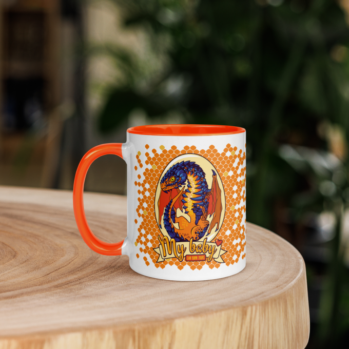 Personalized Dragon Mug with Lava Dragon Egg and text "My Baby Can Burn Yours", 11oz