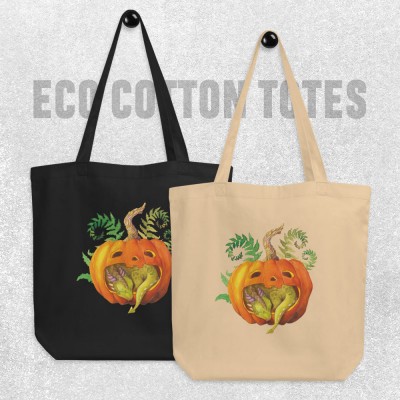 Tote Bag Dragon Sleeping in a Pumpkin