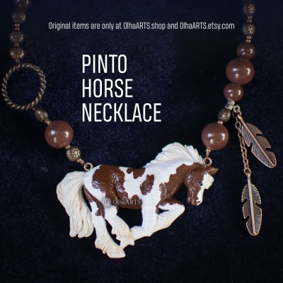 Pinto Horse Necklace