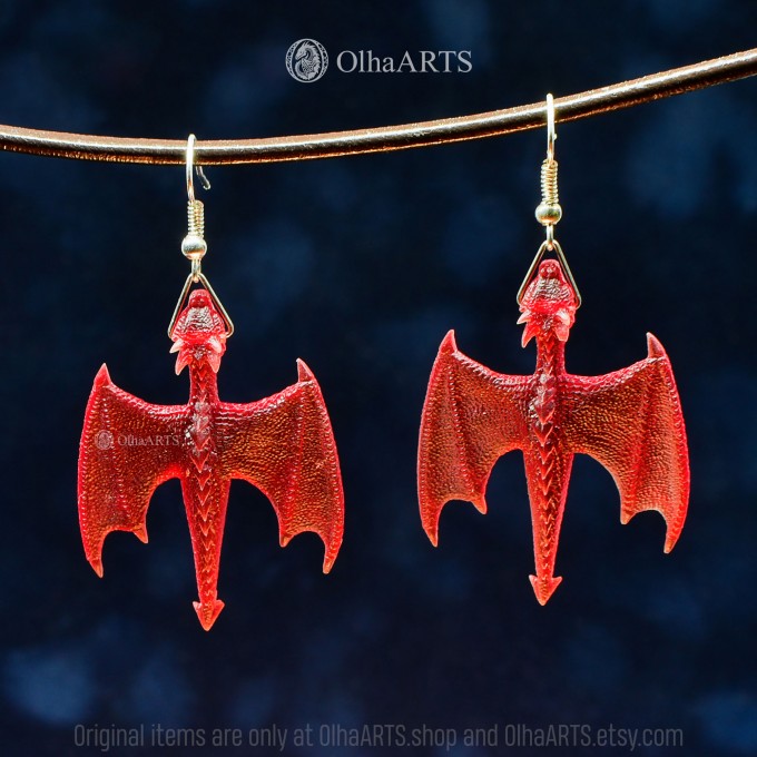 Orange Lava Dragon Earrings